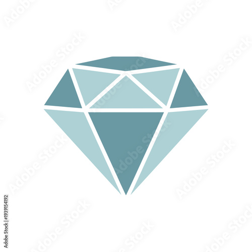 Flat design blue diamond jewel icon symbol