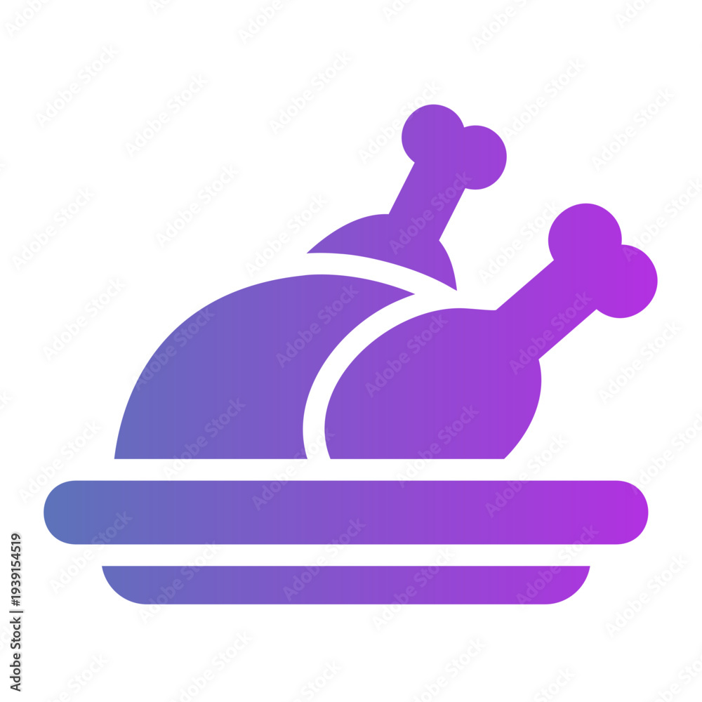 Fototapeta premium Roast turkey Line Gradient Icon