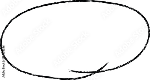 Hand-Drawn Black Circle Doodle with Marker Pen Highlight, Grunge Effect, Isolated on Transparent Background for Exam, School, and Test Use