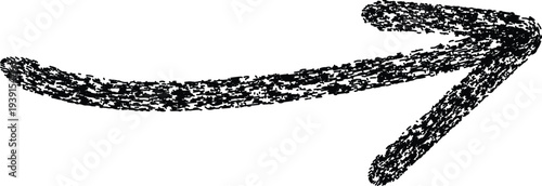 Hand-Drawn Black Right Arrow with Brush Stroke, Dynamic Directional Design on White Background