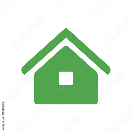 Flat design green house home icon symbol