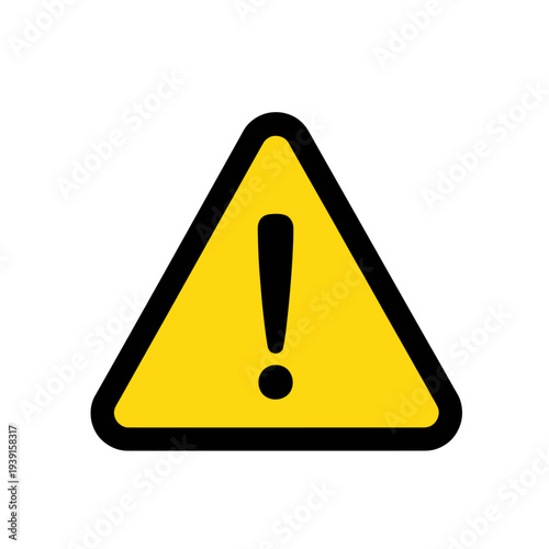 Yellow warning triangle with black exclamation mark icon