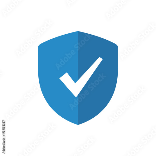 Blue shield with white checkmark icon