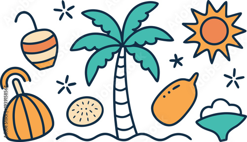 Summer vintage icon Vectorset