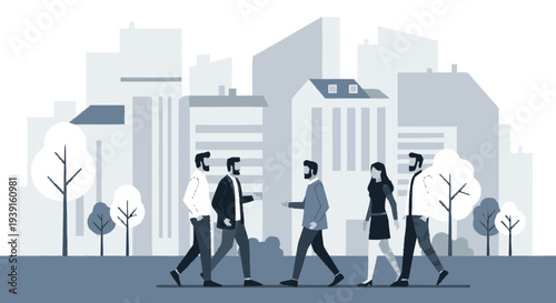 Group of Business People Walking Together.