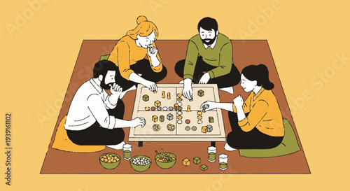 Group of People Playing Board Game Together.