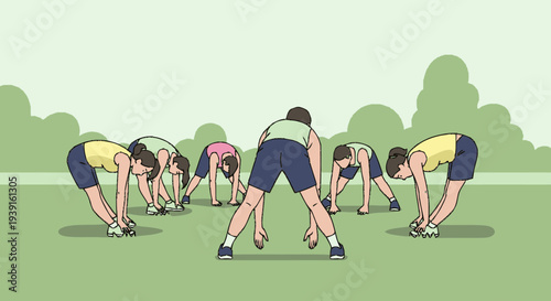 Group of Runners in Starting Position.