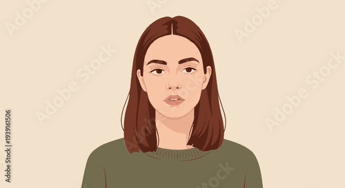 Illustration of a Young Woman Portrait.
