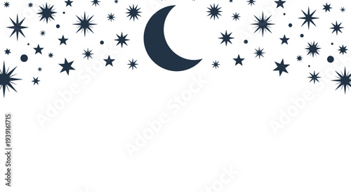 Ramadhan and Ied A Celestial Celebration with Stars and Crescent Moon - Perfect for Islamic Holidays and Festive Greetings