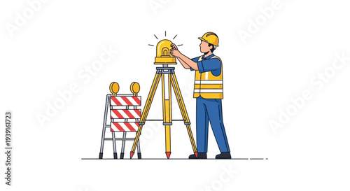 Surveyor measuring land with theodolite vector