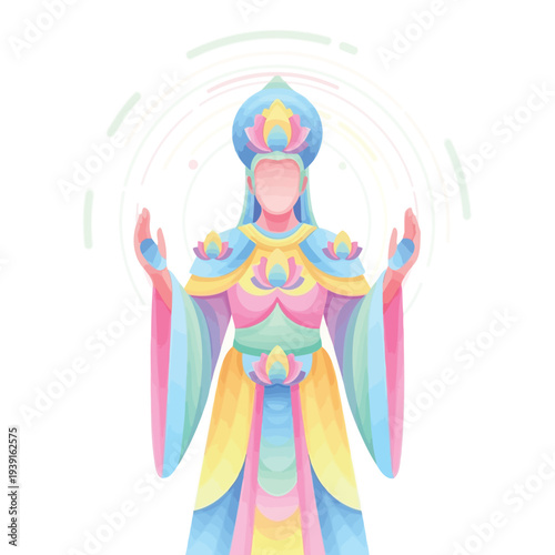Colorful spiritual deity sacred illustration vector