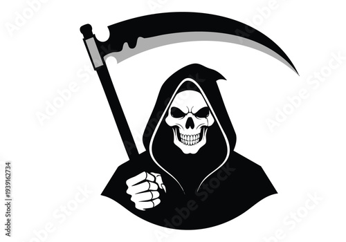 Grim Reaper with Scythe Icon, Symbolizing Death and the End