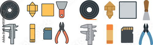 Minimalistic design presents a collection of essential tools and equipment for DIY enthusiasts.