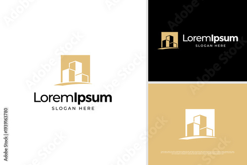 Abstract building real estate logo design template