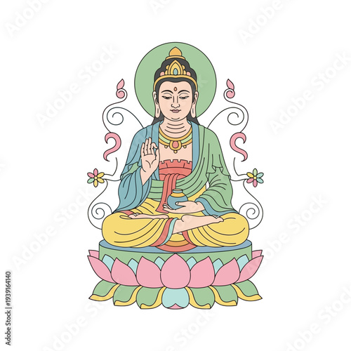 Buddha meditation spiritual buddhism illustration vector