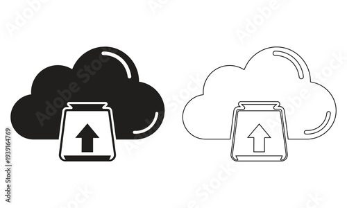 Cloud storage money upload icon, financial cloud computing money share vector sign