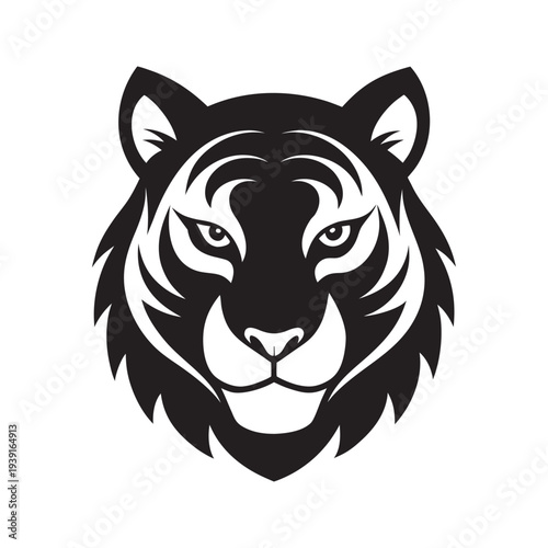 tiger head silhouette on white background.eps