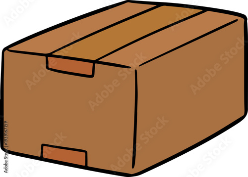 Hand drawn illustration of brown cardboard box