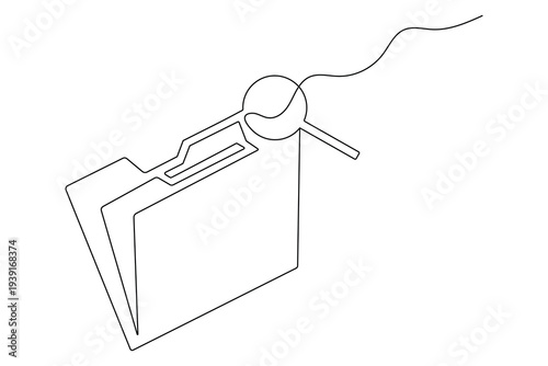 Folder icon continuous one line drawing minimalist outline vector illustration