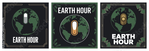 Earth Hour Campaign with Globe and Power Button Design for Environmental Awareness