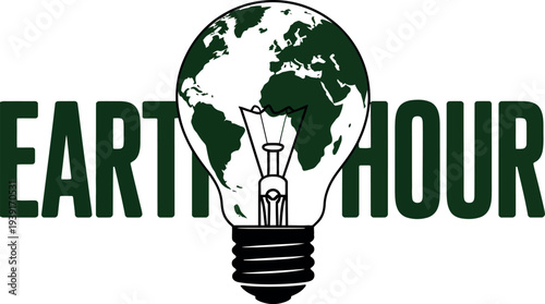 Earth Hour Campaign with Earth Inside Light Bulb Design for Environmental Awareness