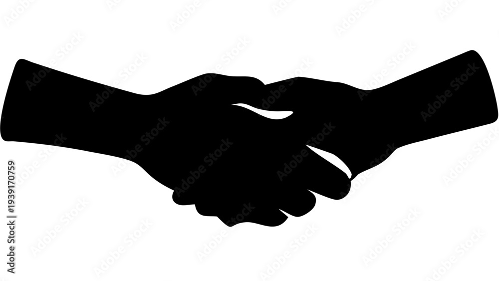 Fototapeta premium Handshake Hands Black Silhouette PNG, Agreement Gesture Icon