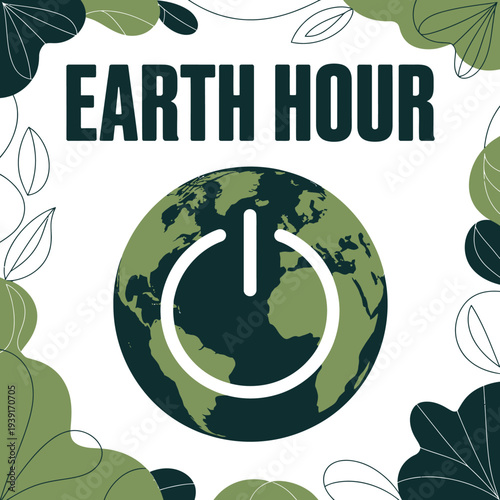 Earth Hour Campaign with Globe and Power Button Design for Environmental Awareness