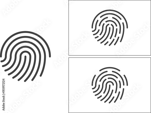 Fingerprint Scan Icon Set – Biometric Identification and Security Line Vector Icons. Biometric Fingerprint Icon Collection – Security and Authentication Line Vector. Fingerprint Identification 