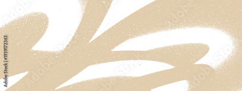 Tan and white abstract background with spray paint texture, speckles and drips