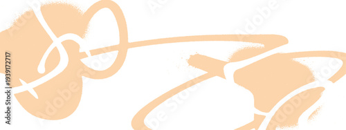 Abstract spray paint lines and swirls in soft peach on white, modern graphic art