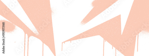 Retro graphic background with spray paint lightning bolts and drips in peach pastel color