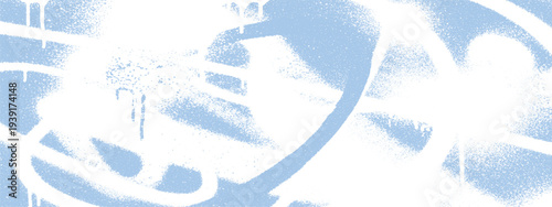Abstract light blue and white graffiti-style strokes with paint drips