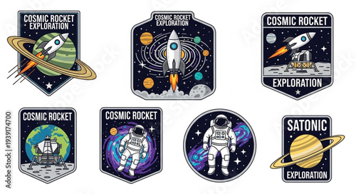 Collection of Space Exploration Patches and Badges.