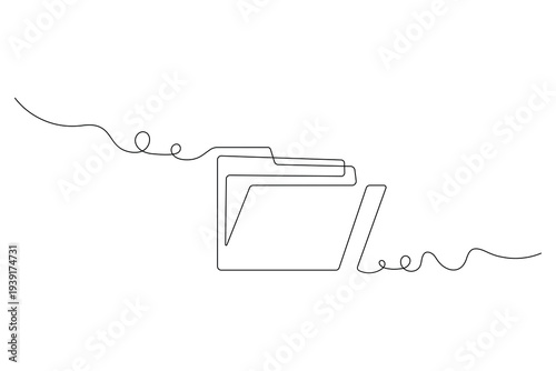 Folder icon continuous one line drawing minimalist outline vector illustration