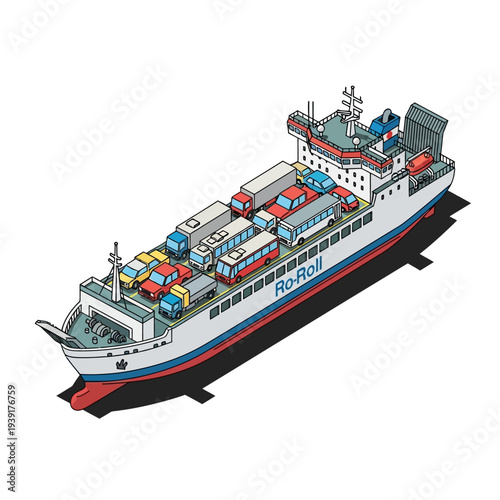 Large cargo ship carrying shipping containers at sea.