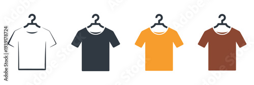 T-Shirt Icon Set – Blank Apparel Clothing Vector Illustration