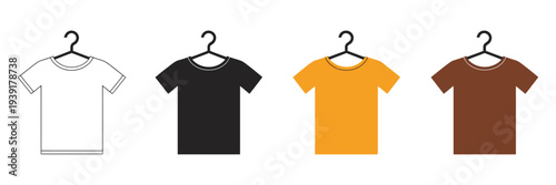 T-Shirt Icon Set – Blank Apparel Clothing Vector Illustration