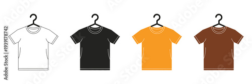 T-Shirt Icon Set – Blank Apparel Clothing Vector Illustration
