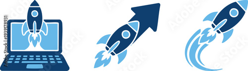 Set of 3 business growth icons vector