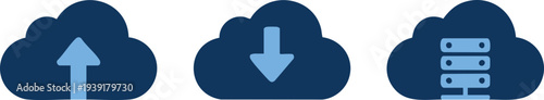 Set of 3 cloud computing icons vector