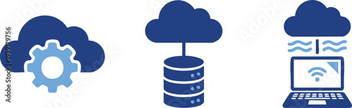 Set of 3 cloud computing icons vector