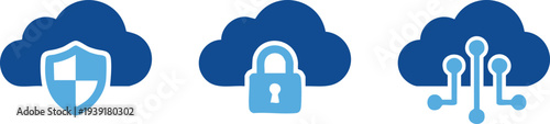Set of 3 cloud security icons vector