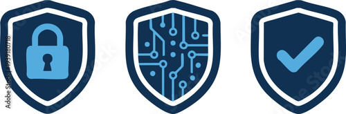 Set of 3 security icons vector