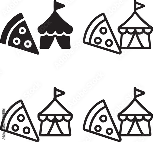 Isolated Pizza Food Festival Icon Design, Pizza Food Festival icon, Pizza Food Festival vector, pizza celebration event, street food festival concept, tasty pizza graphic