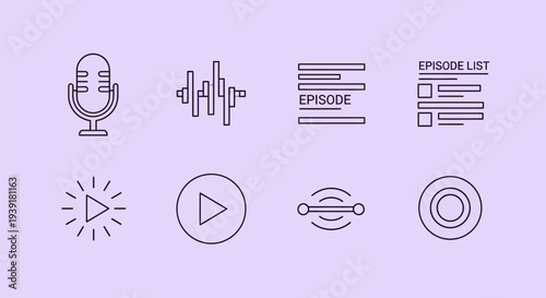 Collection of Simple Media Icons Set.
