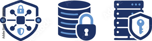 Set of 3 security icons vector
