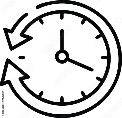 Clock with Arrow History Line Art Icon