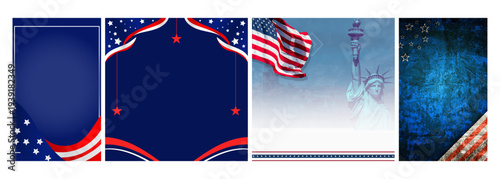 Patriotic American Flag and Statue of Liberty Themed Backgrounds for Celebrations and Events