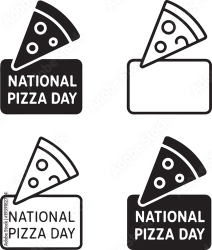 Isolated National Pizza Day Icon Design, National Pizza Day icon, National Pizza Day vector, pizza celebration event, food holiday promotion, tasty pizza food illustration