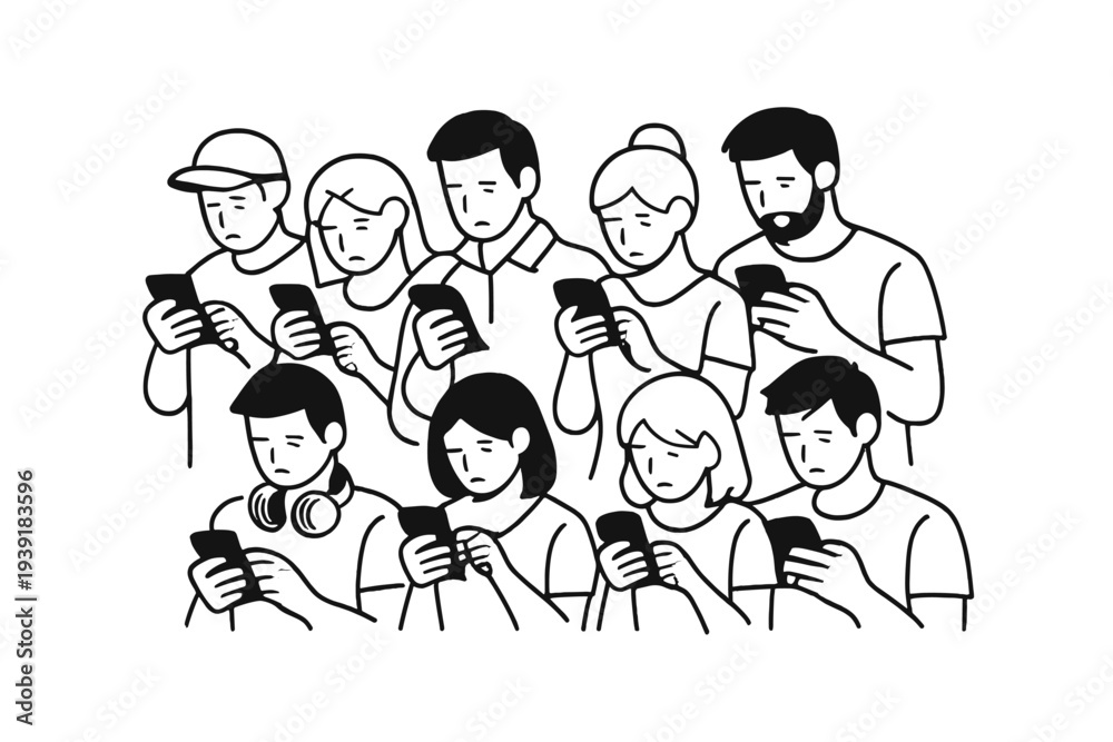 Naklejka premium Group of people using smartphones in a casual setting indoors during